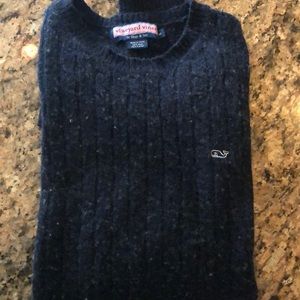 Navy Vineyard Vines Wool Cable Knit Sweater